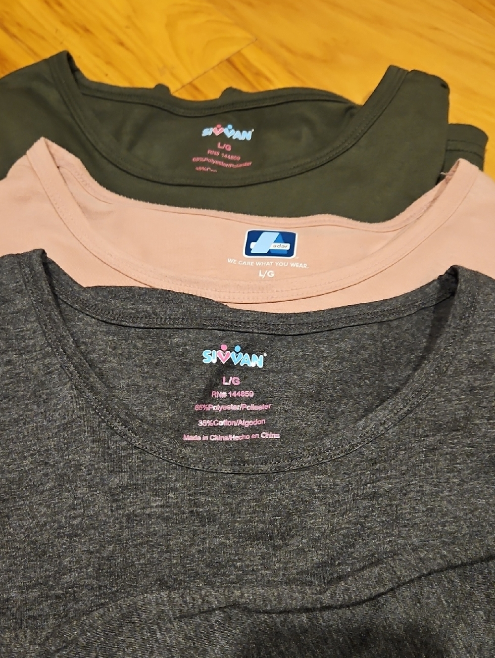 Lot Of 3 Under Scrub Long Sleeve Tee Size L Charcoal Heather, Olive And Blush